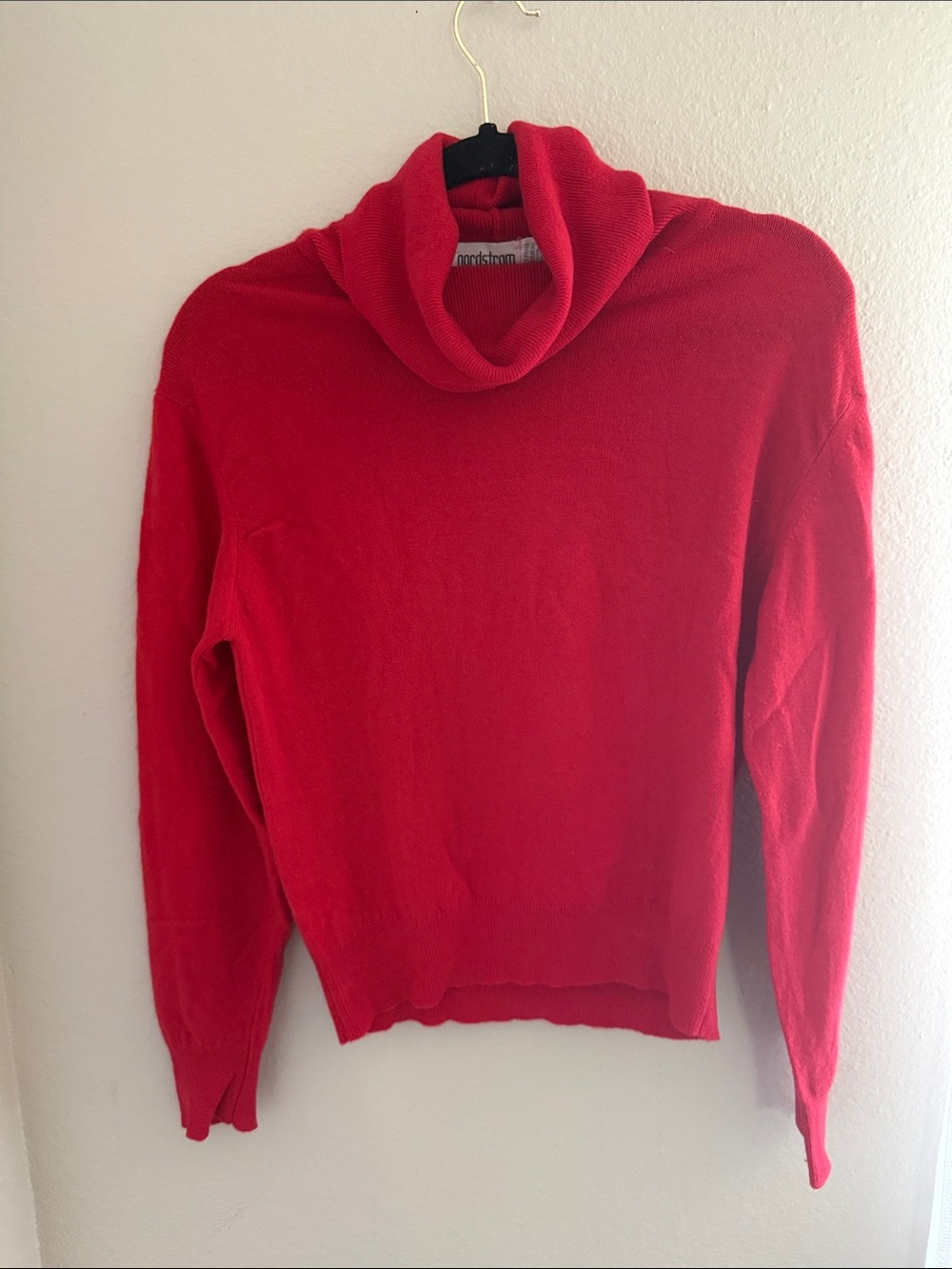 Vintage Nordstrom Red Cowl Neck Sweater 100% cashmere
